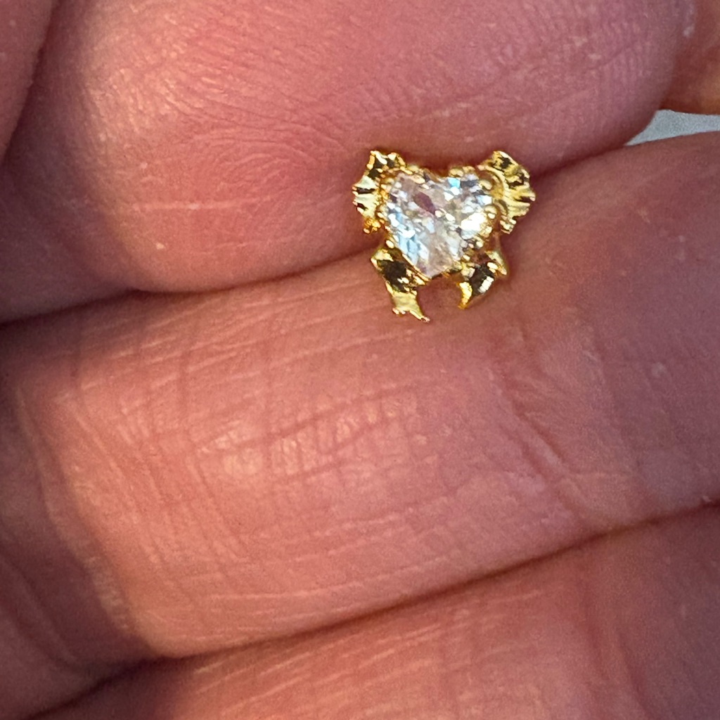 Nose Ring- Heart Shape Gold Nose Stud Cooper Ring Synthetic Zirconia Stones,
